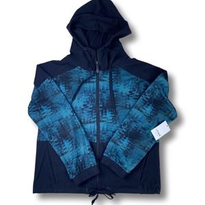 NWT Josie Natori Interlocked Full Zip Hoodie in Deep Teal Size XS